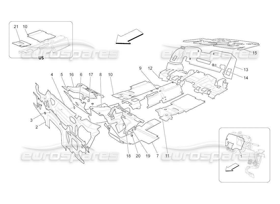 a part diagram from the maserati qtp. (2010) 4.2 auto parts catalogue