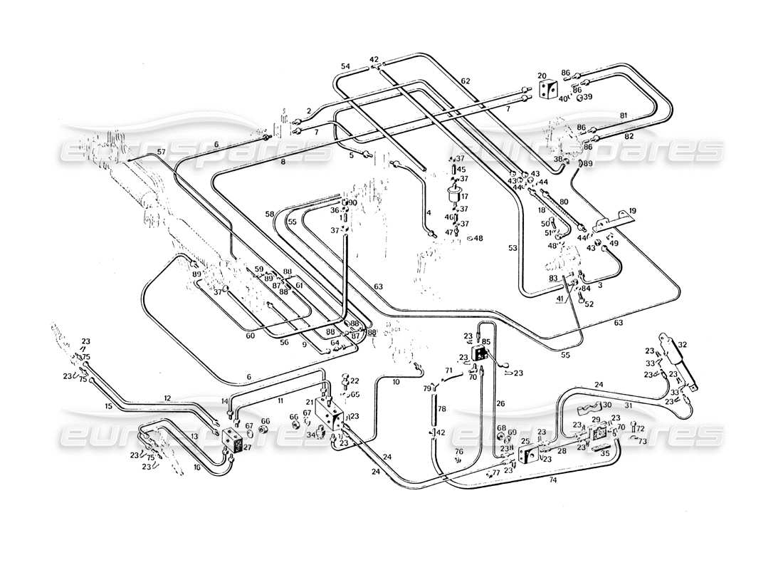 a part diagram from the maserati khamsin parts catalogue