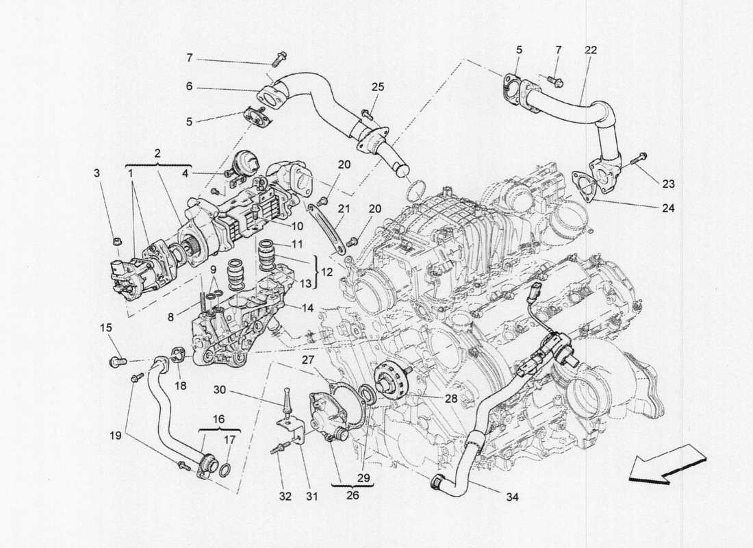 a part diagram from the maserati qtp. v6 3.0 tds 275bhp 2017 parts catalogue