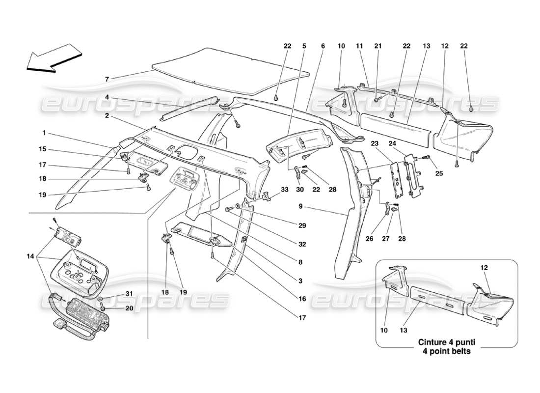 a part diagram from the ferrari 360 challenge stradale parts catalogue