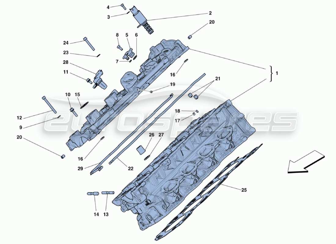 ferrari 488 challenge rh cylinder head part diagram