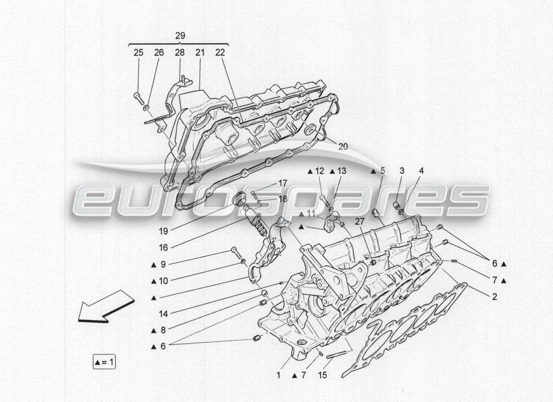 maserati grancabrio mc centenario cylinder head rh part diagram