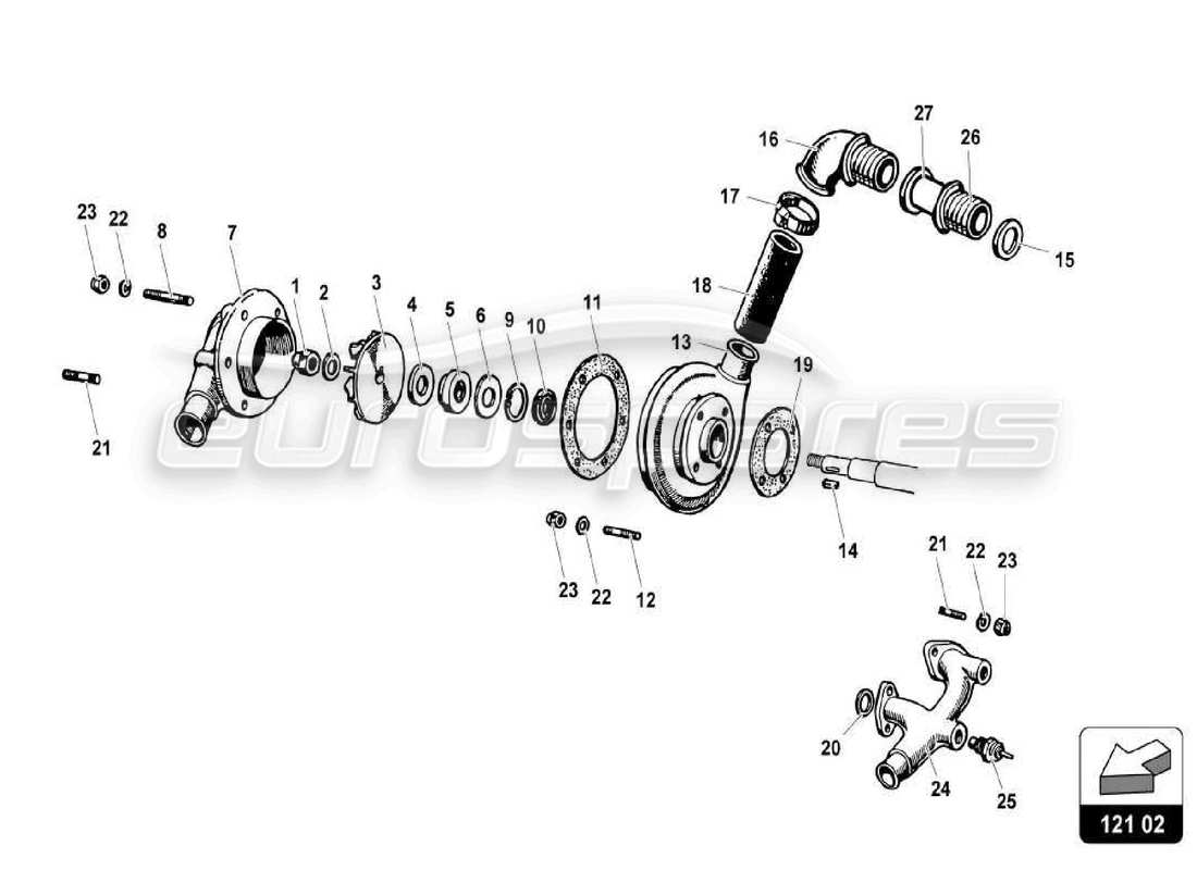 lamborghini miura p400s water cooling system part diagram