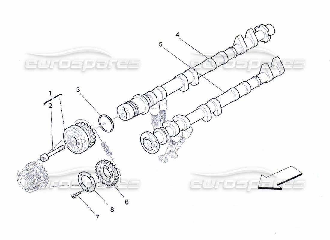 maserati qtp. (2010) 4.7 lh cylinder head camshafts part diagram