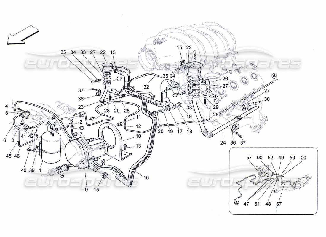 maserati qtp. (2010) 4.7 additional air system part diagram