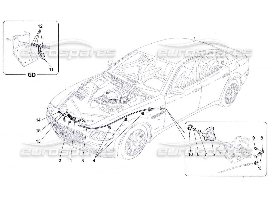 maserati qtp. (2010) 4.7 front lid opening button part diagram