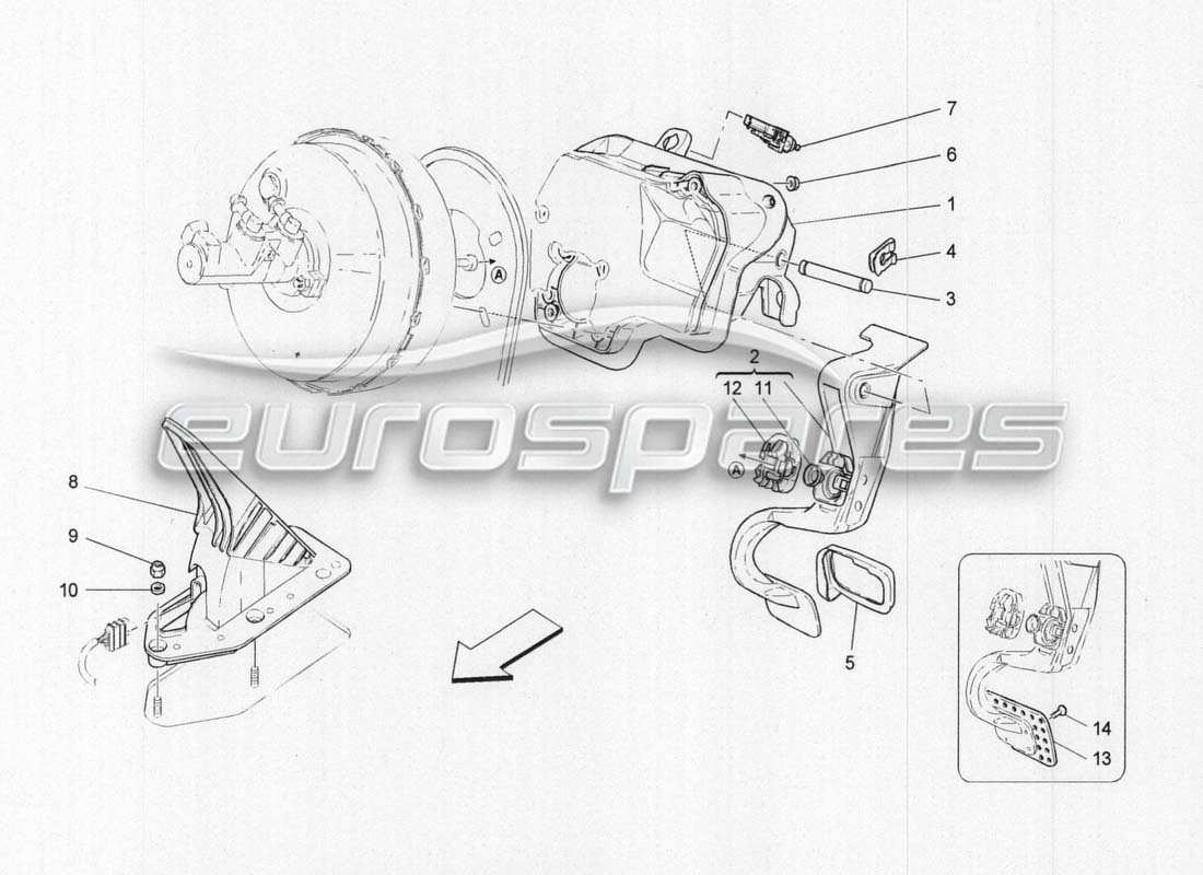 maserati grancabrio mc centenario complete pedal group part diagram