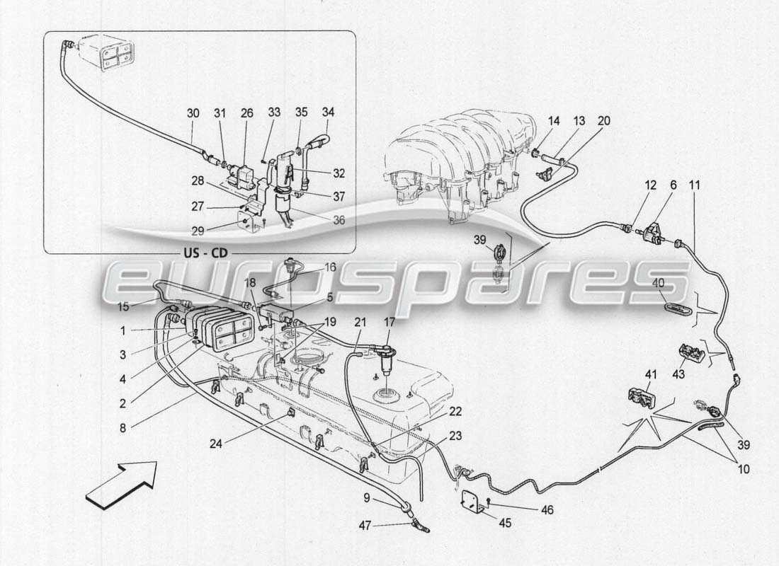 maserati grancabrio mc centenario fuel vapour recovery system part diagram