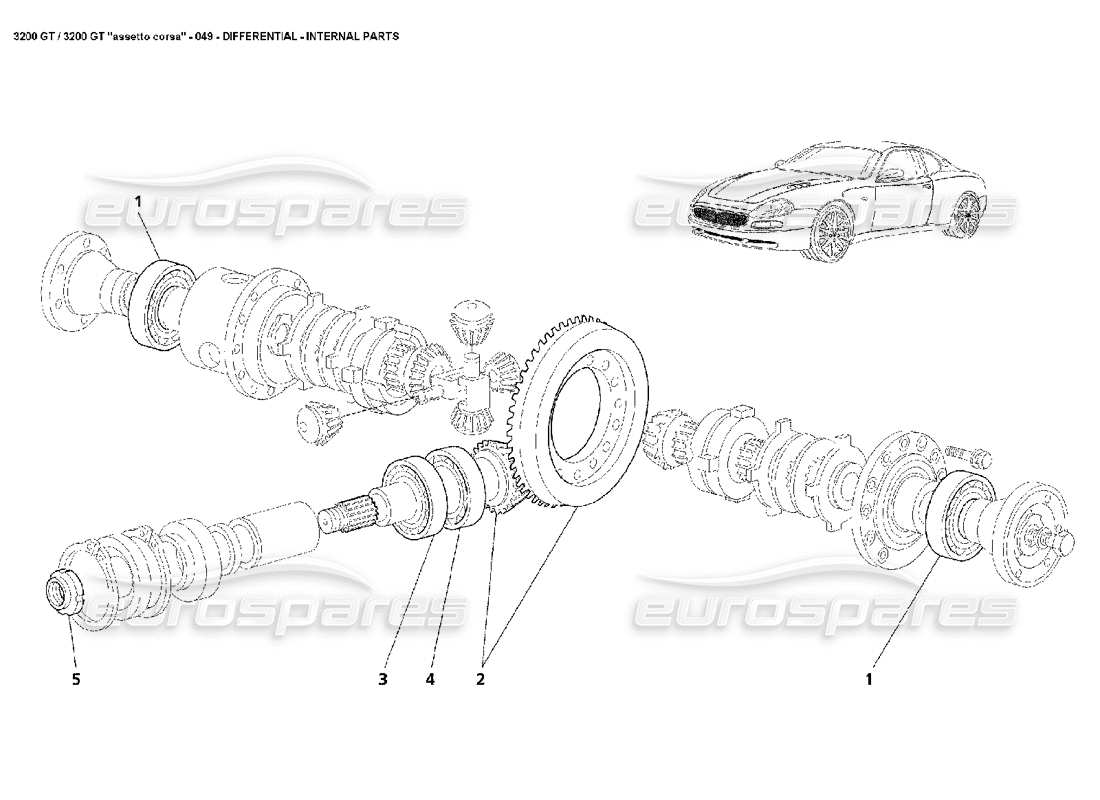 maserati 3200 gt/gta/assetto corsa differential: internal parts part diagram