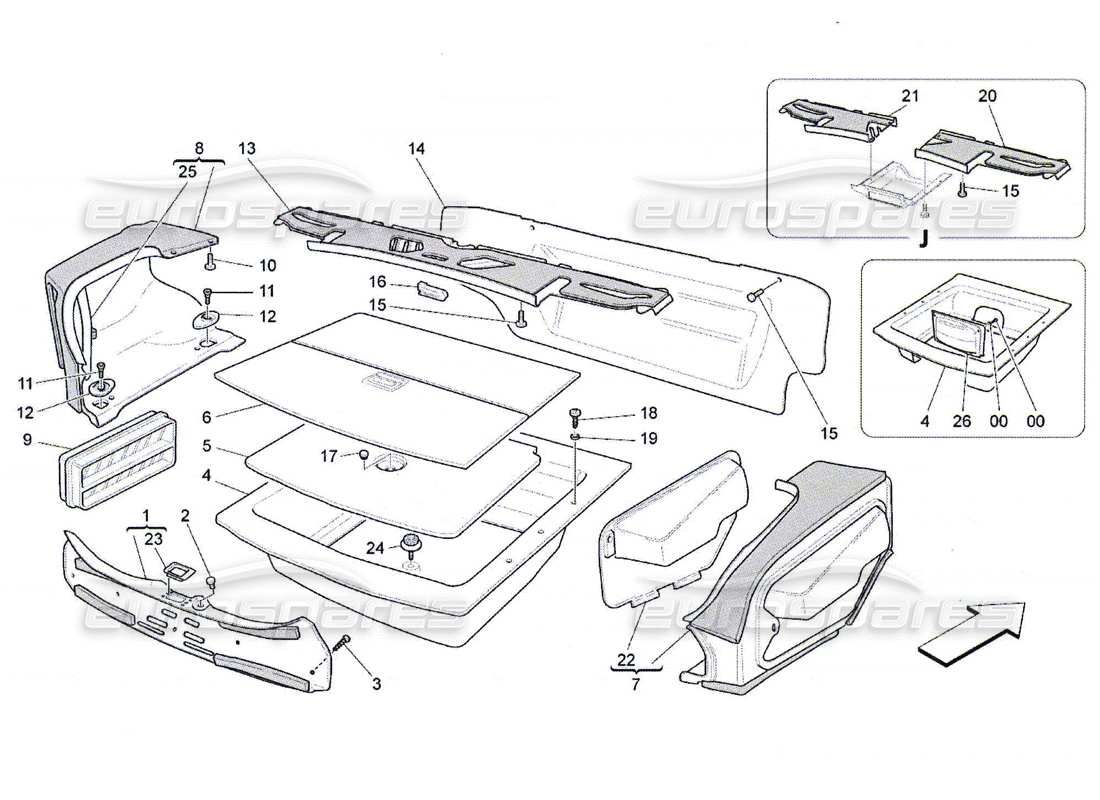 maserati qtp. (2010) 4.7 luggage compartment mats part diagram