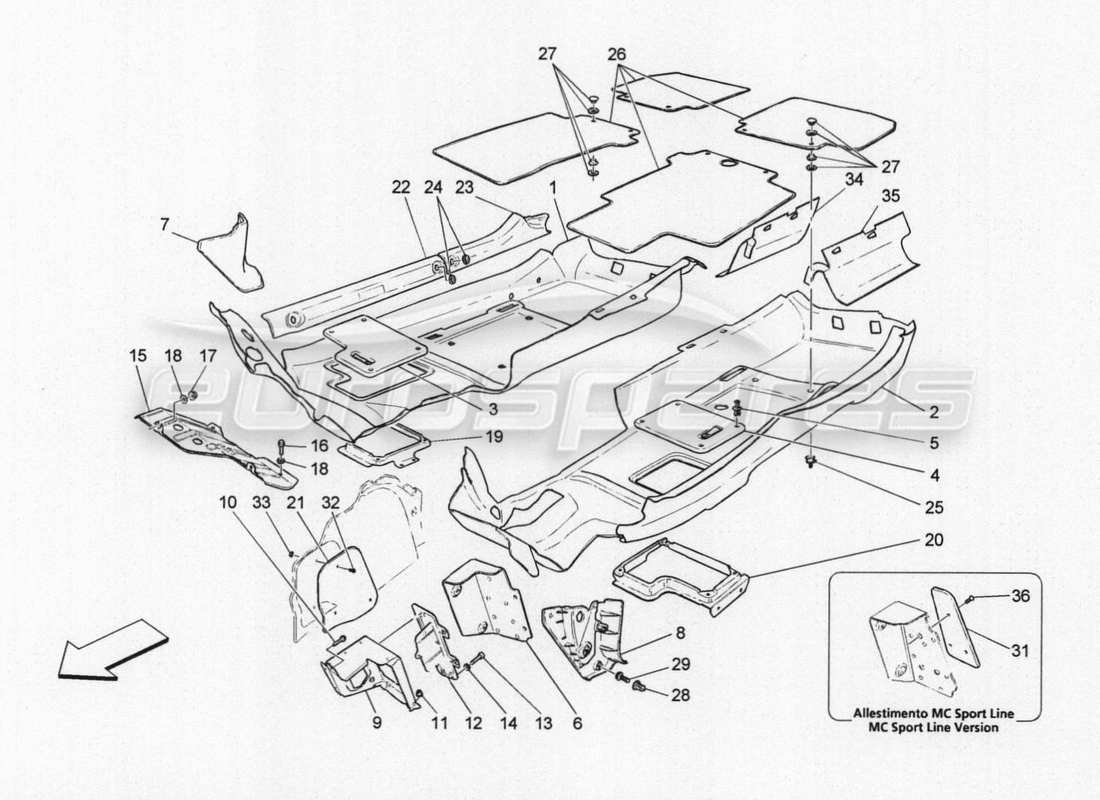 maserati granturismo special edition passenger compartment mats part diagram