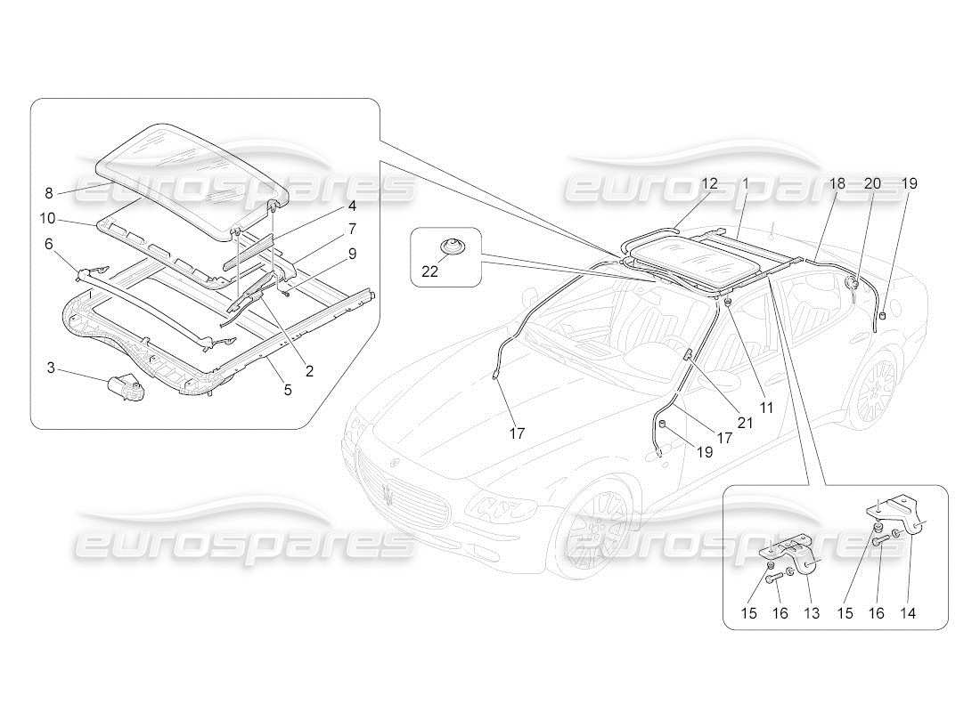 maserati qtp. (2011) 4.2 auto sunroof part diagram