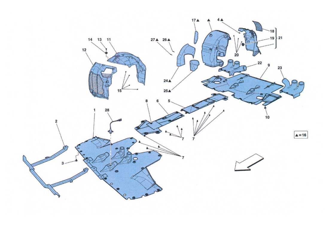 ferrari 458 challenge fondo piatto e passaruota part diagram