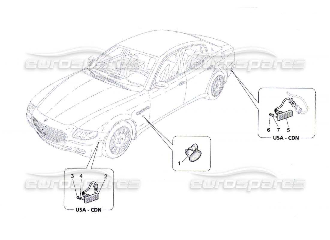 maserati qtp. (2010) 4.7 side light clusters part diagram