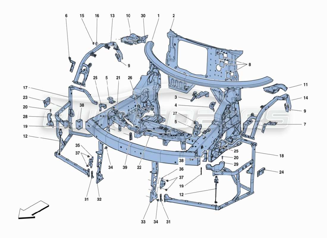 ferrari 488 challenge front chassis part diagram