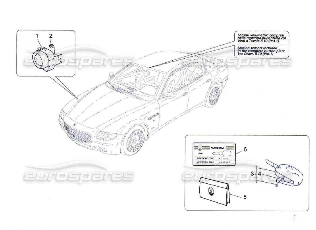 maserati qtp. (2010) 4.7 alarm and immobilizer system part diagram