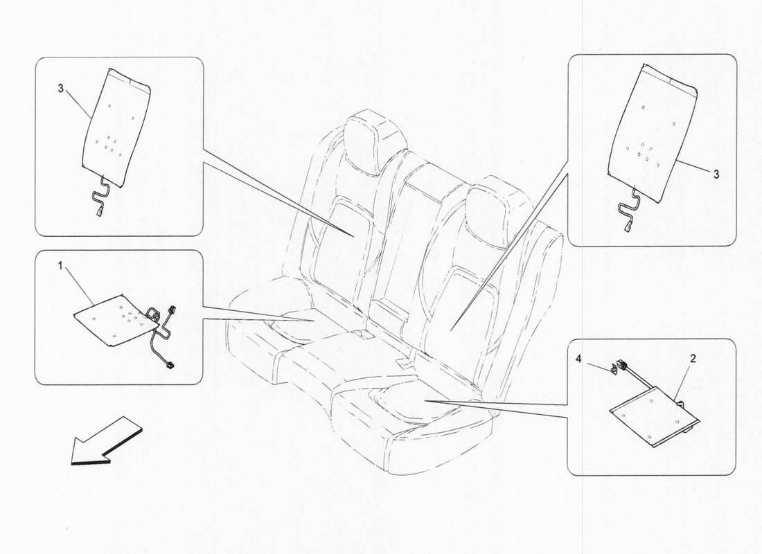 maserati qtp. v6 3.0 bt 410bhp 2015 rear seat electronics part diagram