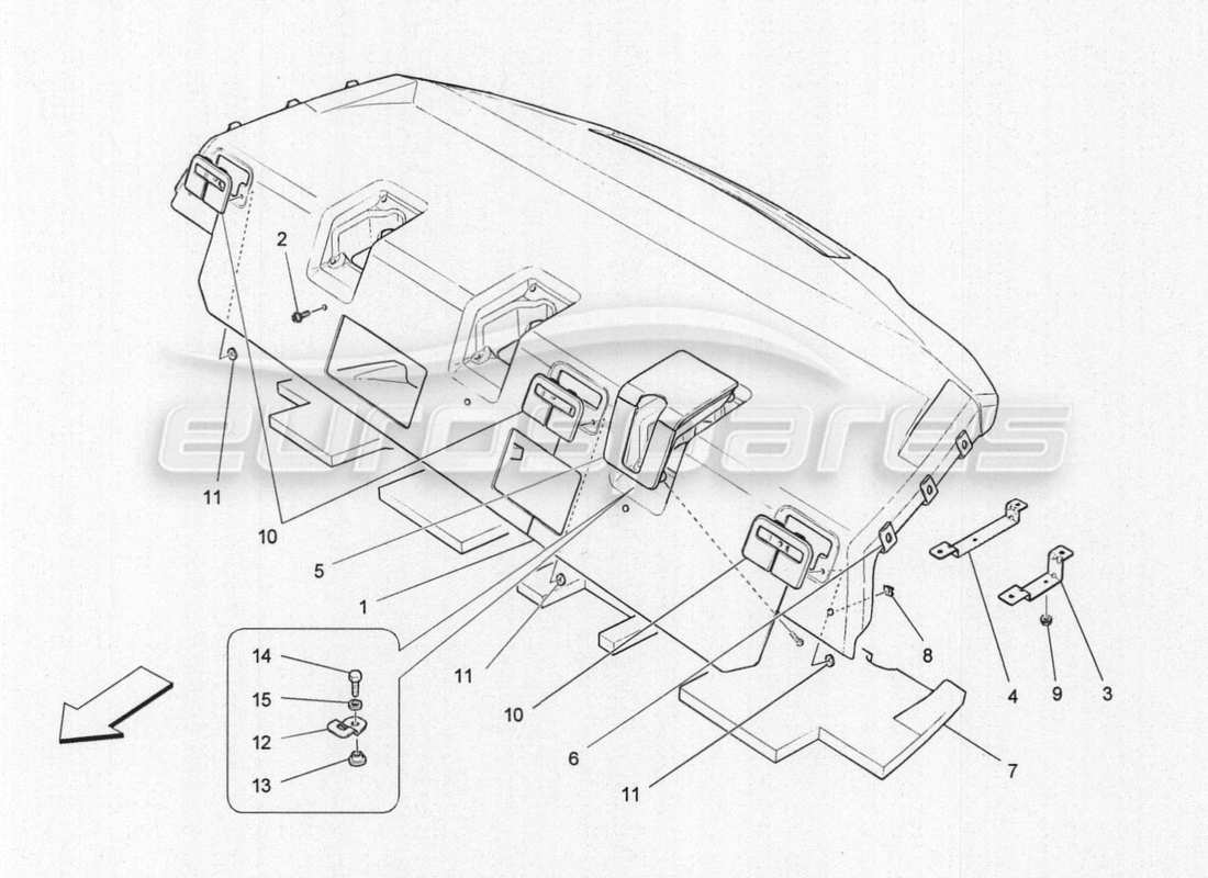 maserati qtp. v8 3.8 530bhp auto 2015 passenger compartment and pillar trim panels and side panels part diagram