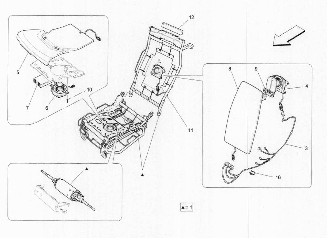 maserati qtp. v6 3.0 bt 410bhp 2015 rear seat electronics part diagram