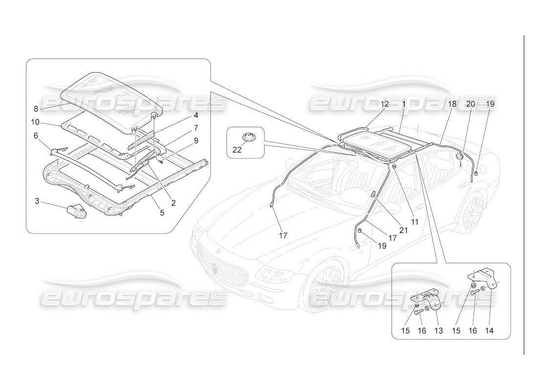 maserati qtp. (2007) 4.2 auto sunroof part diagram