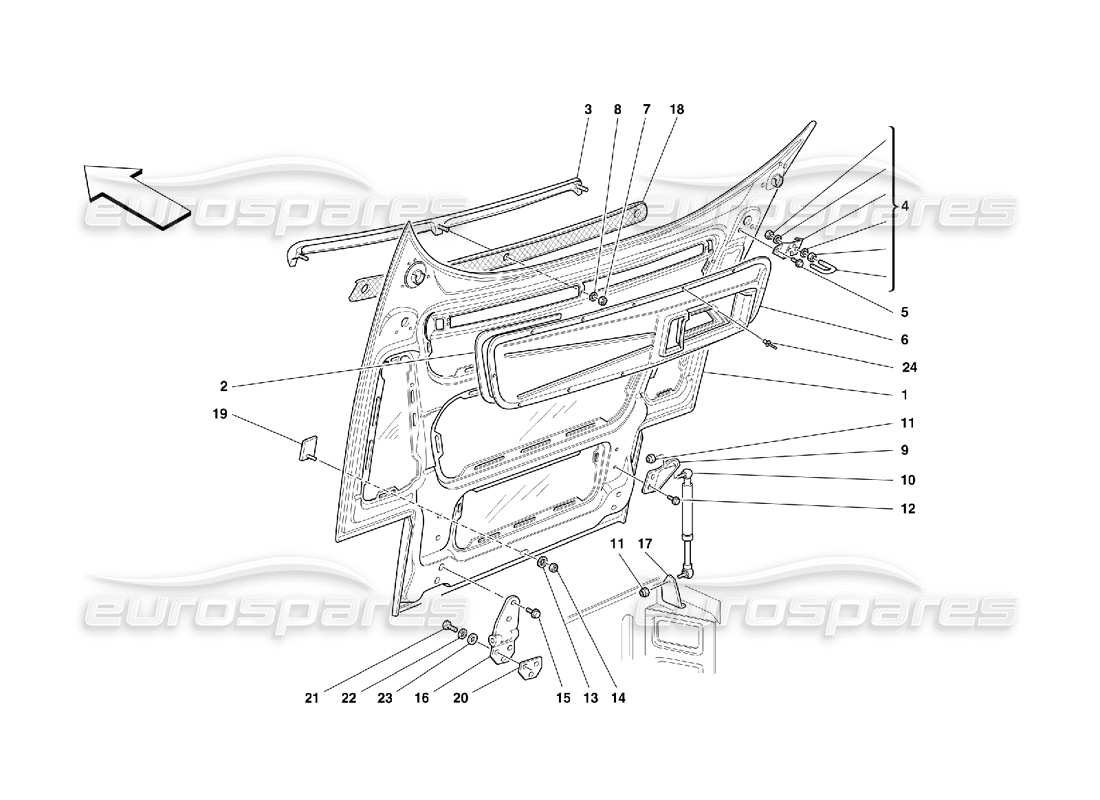 ferrari 355 (5.2 motronic) front hood part diagram