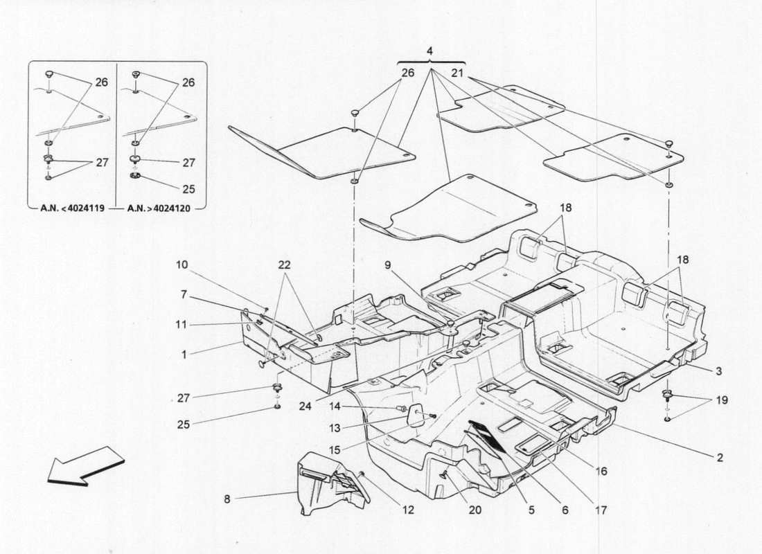 maserati qtp. v6 3.0 bt 410bhp 2015 passenger compartment mats part diagram