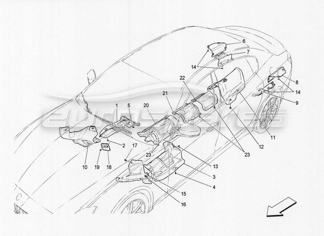 maserati qtp. v8 3.8 530bhp auto 2015 sound-proofing panels inside vehicle part diagram