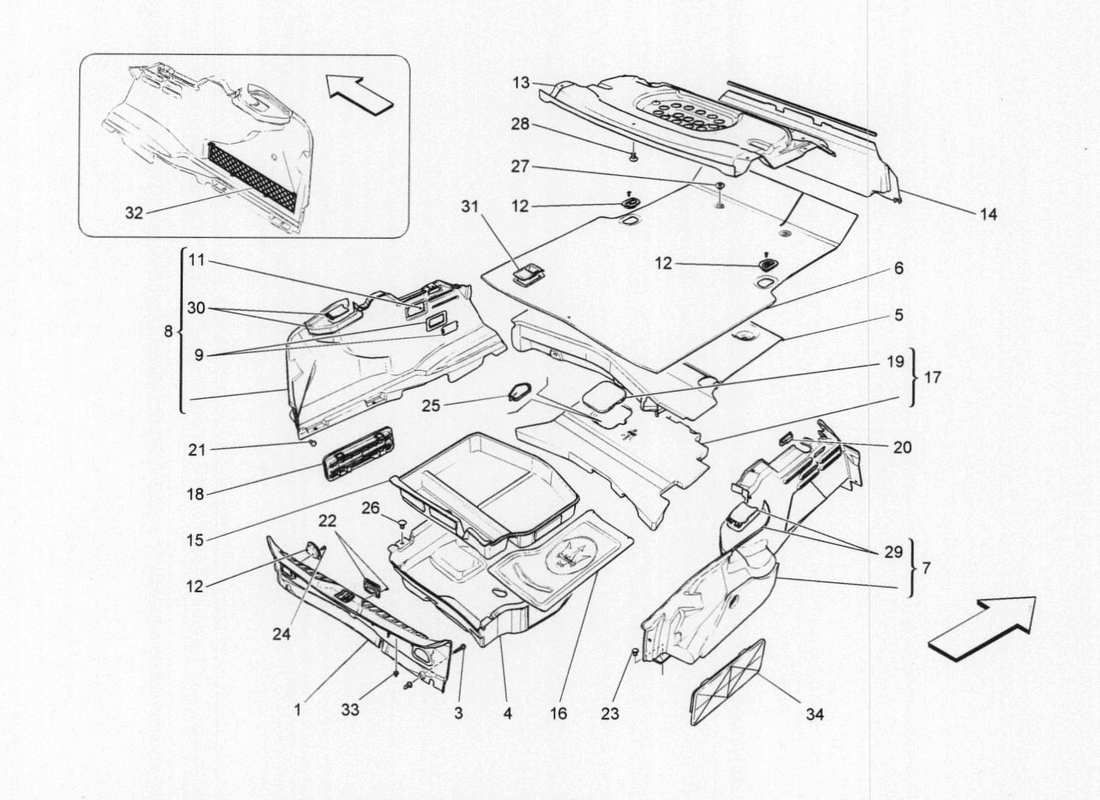 maserati qtp. v6 3.0 bt 410bhp 2015 luggage compartment mats part diagram