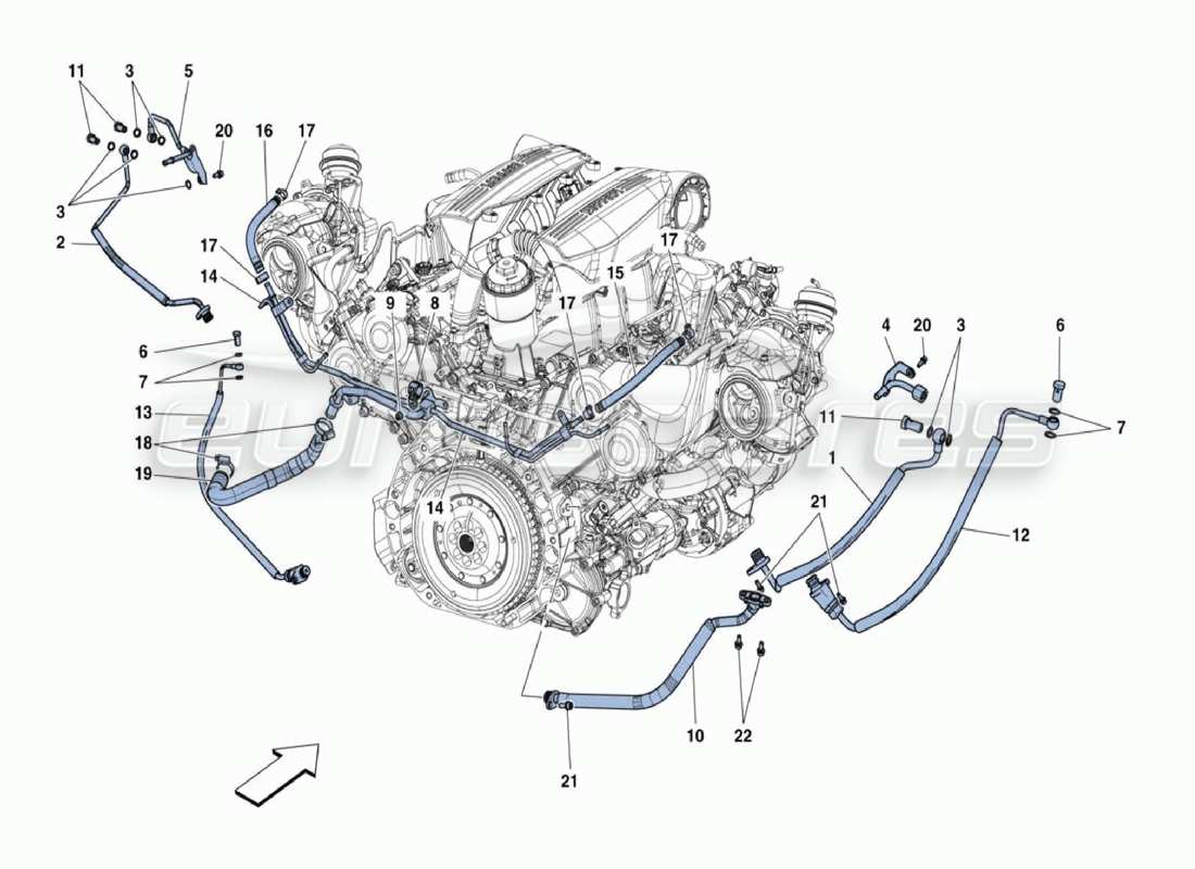 ferrari 488 challenge turbo hoses part diagram