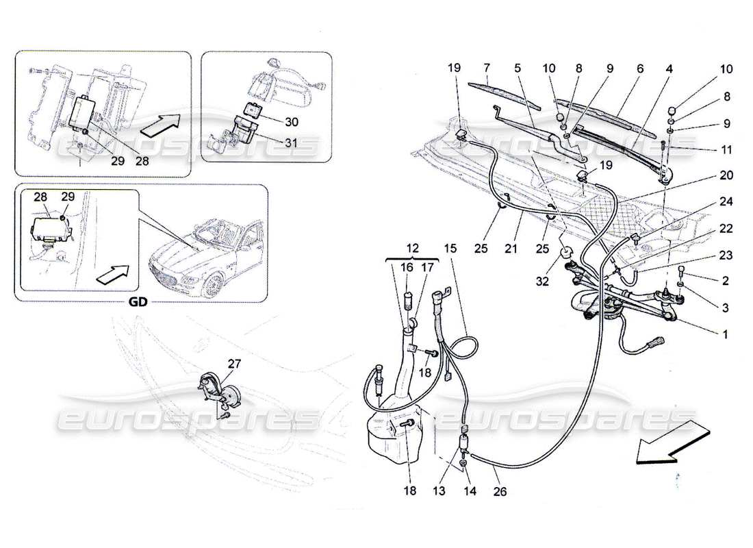 maserati qtp. (2010) 4.7 external vehicle devices part diagram