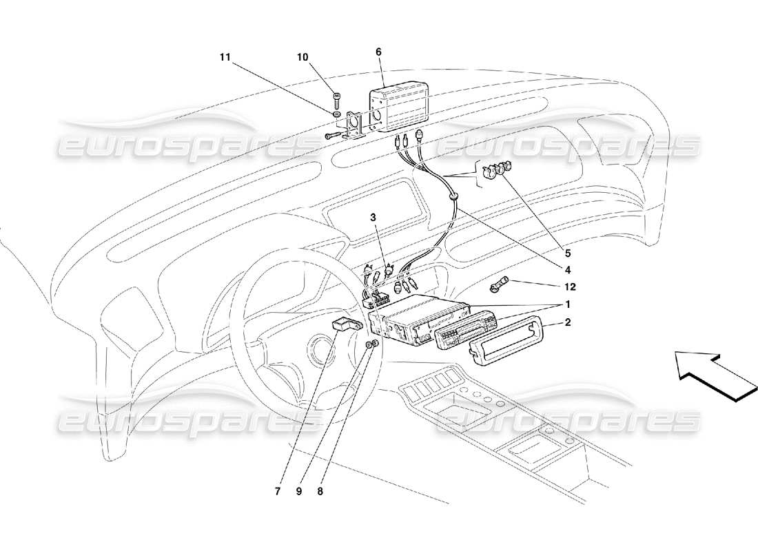 ferrari 355 (5.2 motronic) stereo equipment part diagram