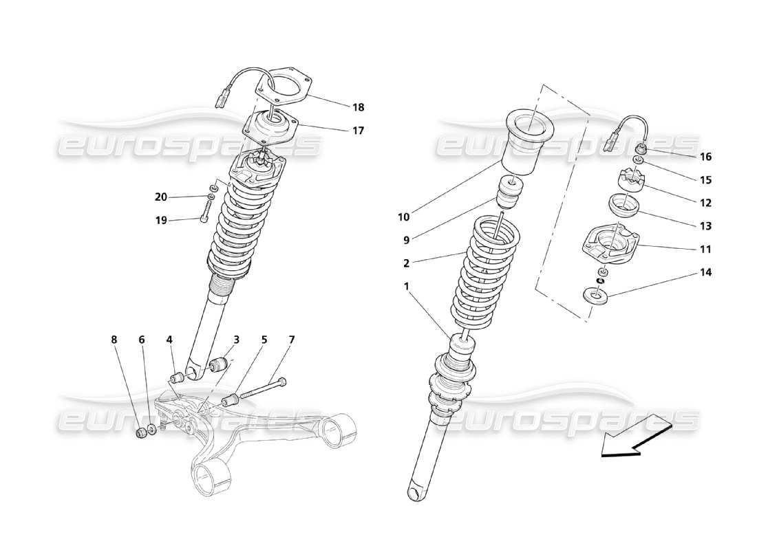 maserati qtp. (2003) 4.2 front suspension parts part diagram