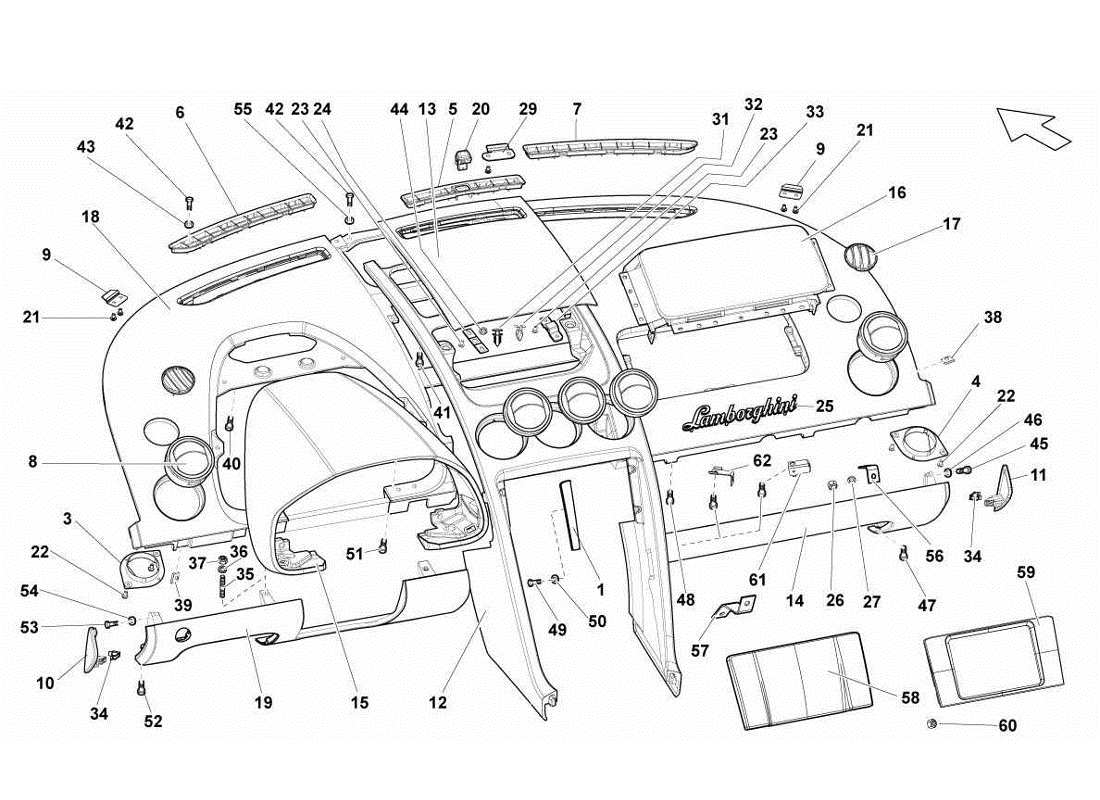 lamborghini gallardo lp570-4s perform dashboard part diagram