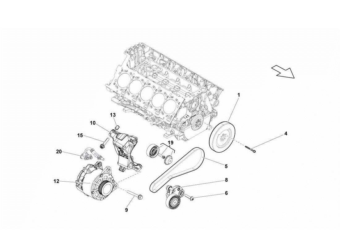 lamborghini gallardo lp570-4s perform alternator and straps part diagram