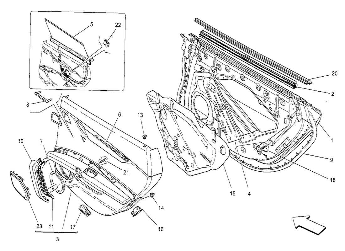 maserati qtp. v8 3.8 530bhp 2014 rear doors: trim panels part diagram