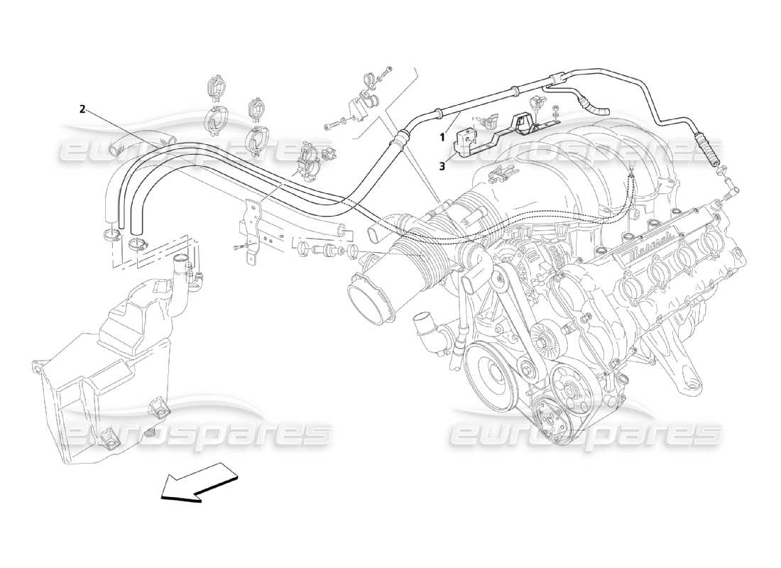 maserati qtp. (2003) 4.2 blow-by system part diagram