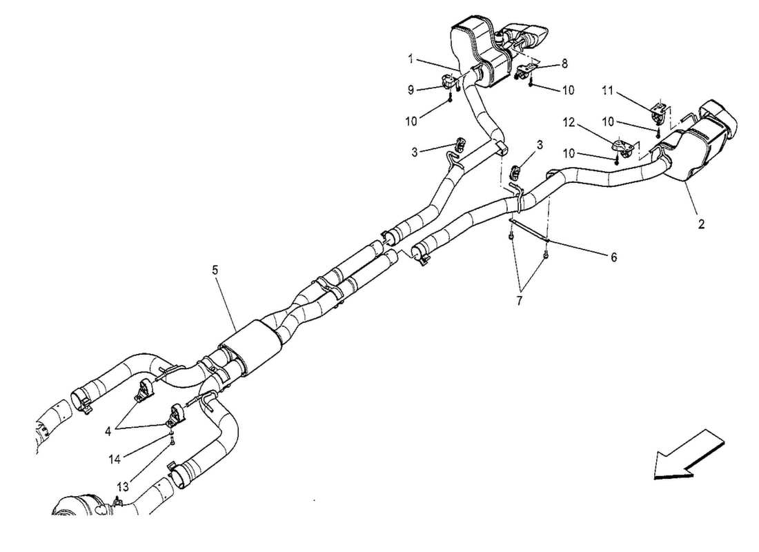 maserati qtp. v8 3.8 530bhp 2014 silencers part diagram