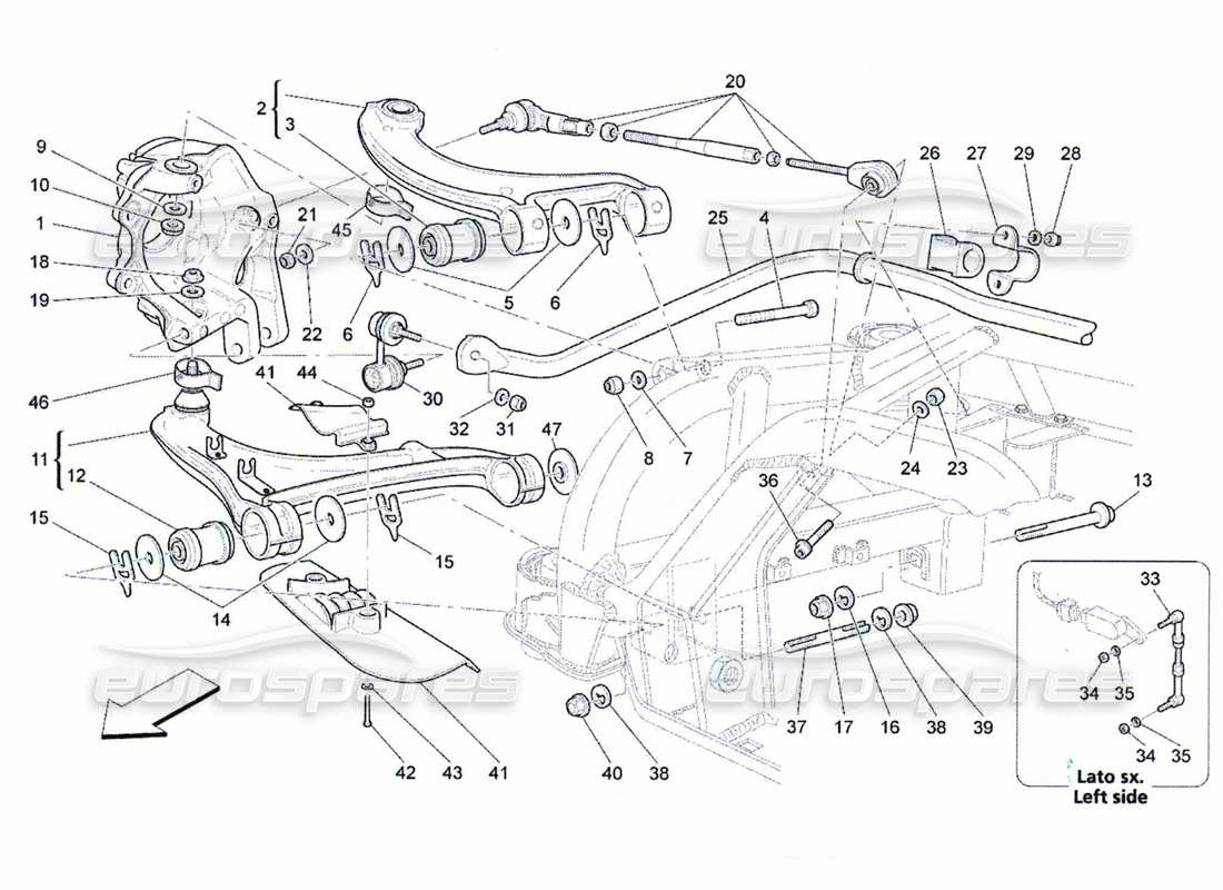 maserati qtp. (2010) 4.7 rear suspension part diagram