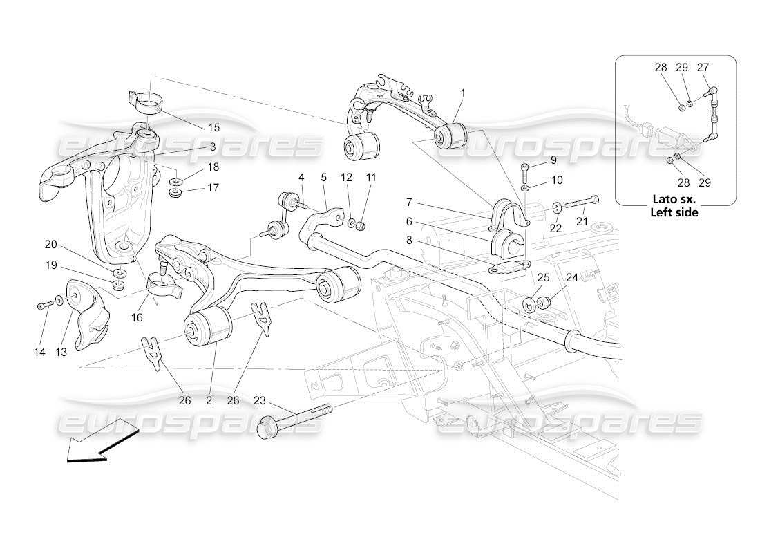 maserati qtp. (2011) 4.2 auto front suspension part diagram