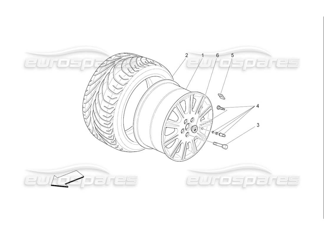 maserati qtp. (2010) 4.7 auto wheels and tyres part diagram