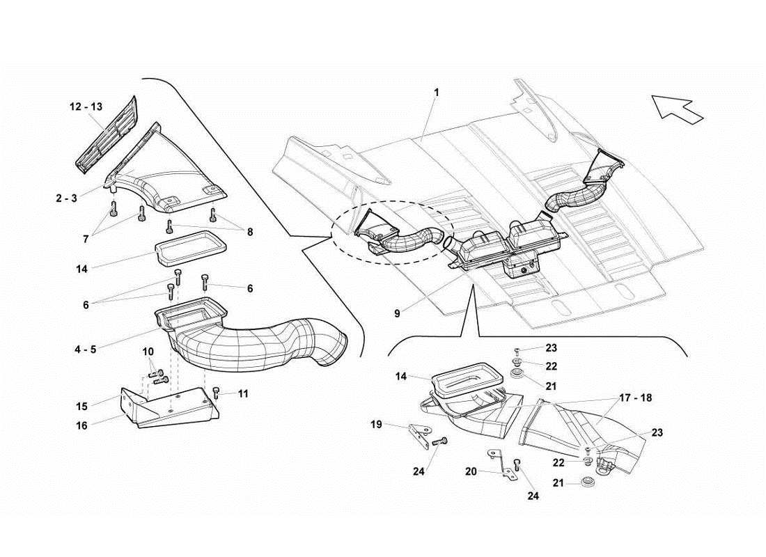 lamborghini gallardo lp570-4s perform engine air conveyor part diagram