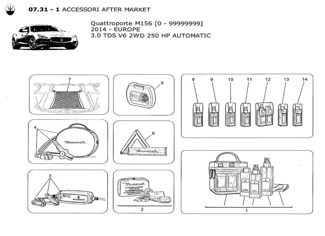 maserati qtp. v6 3.0 tds 250bhp 2014 after market accessories part diagram