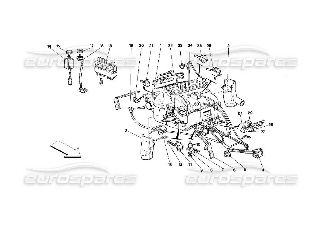 ferrari mondial 3.4 t coupe/cabrio air condition set part diagram