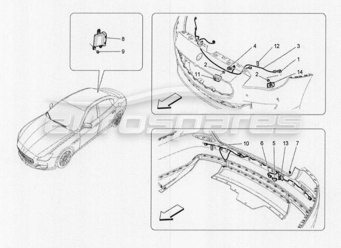 maserati qtp. v8 3.8 530bhp 2014 auto parking sensors part diagram