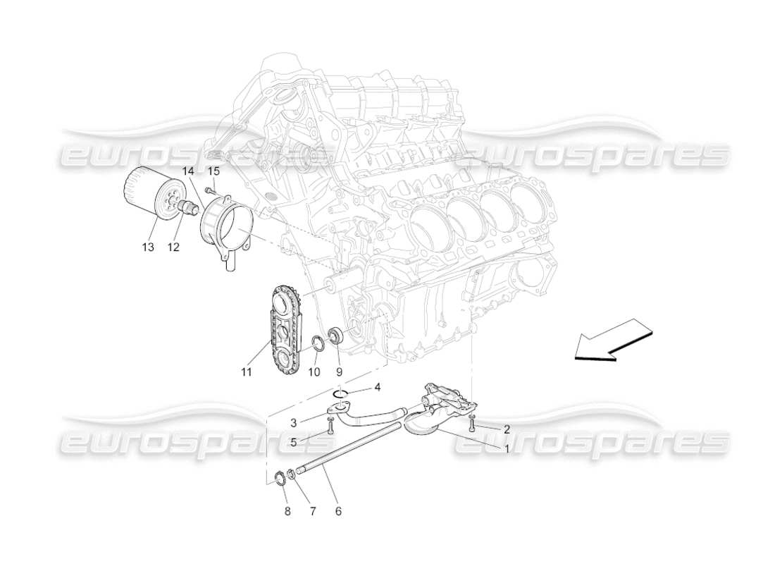 maserati grancabrio (2011) 4.7 lubrication system: pump and filter part diagram