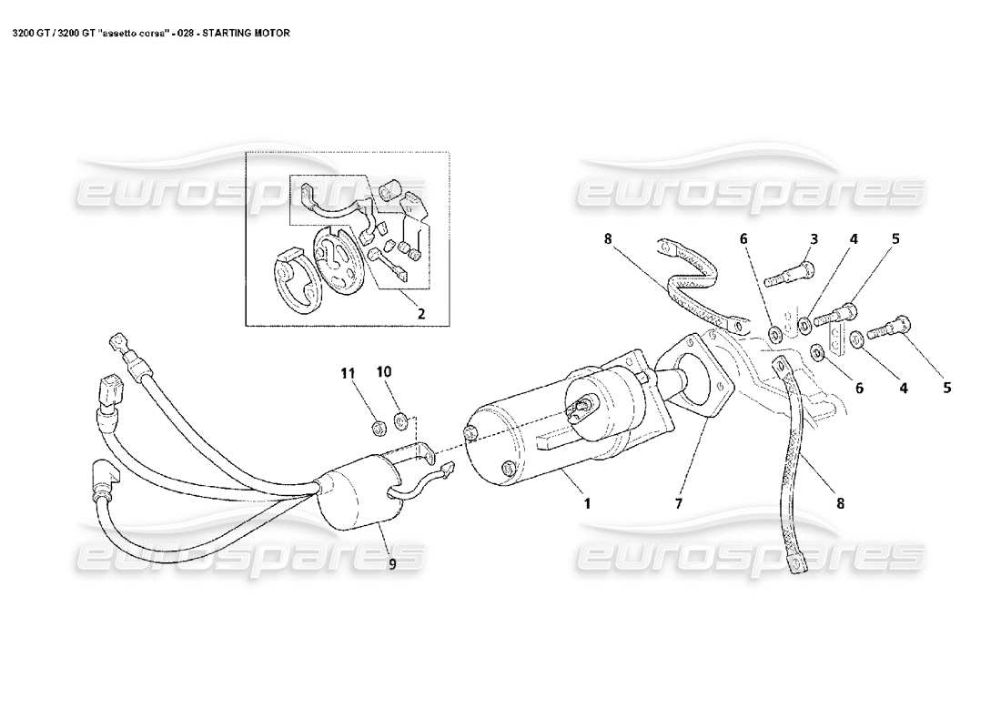 maserati 3200 gt/gta/assetto corsa starter motor part diagram