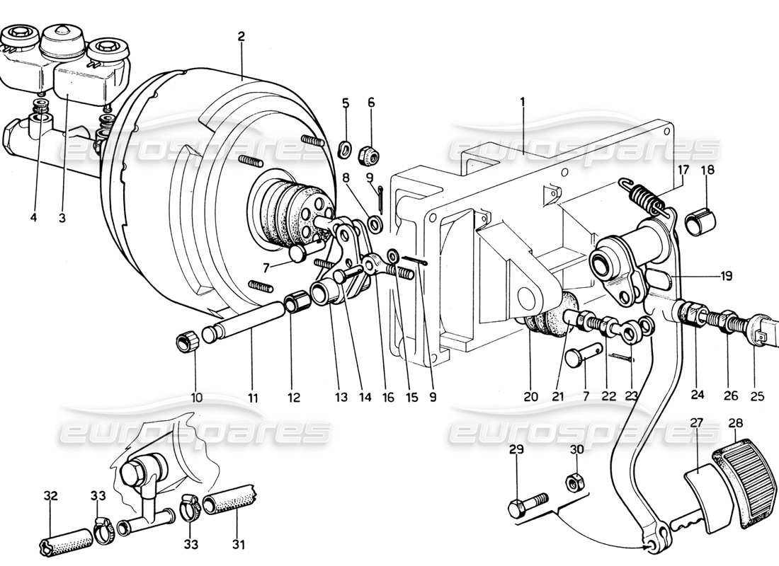 ferrari 365 gtb4 daytona (1969) brakes control part diagram