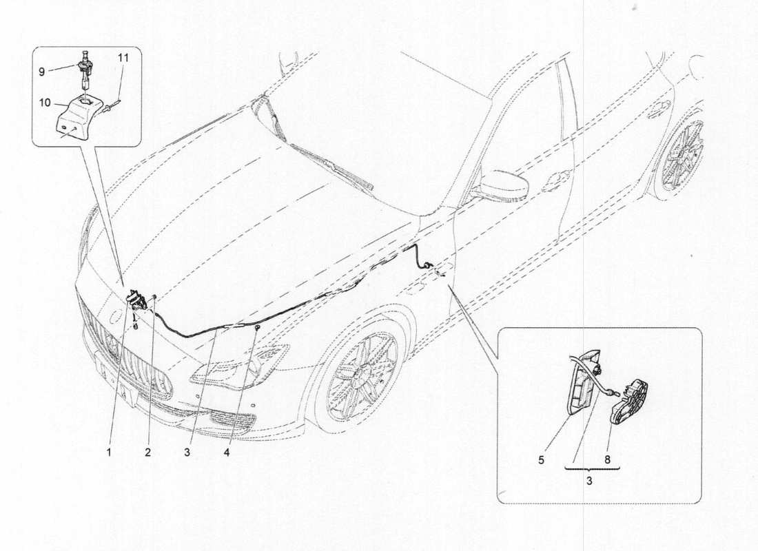 maserati qtp. v6 3.0 bt 410bhp 2015 front lid opening control part diagram