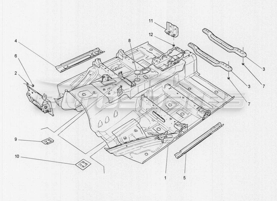 maserati qtp. v8 3.8 530bhp auto 2015 front structural frames and sheet panels part diagram