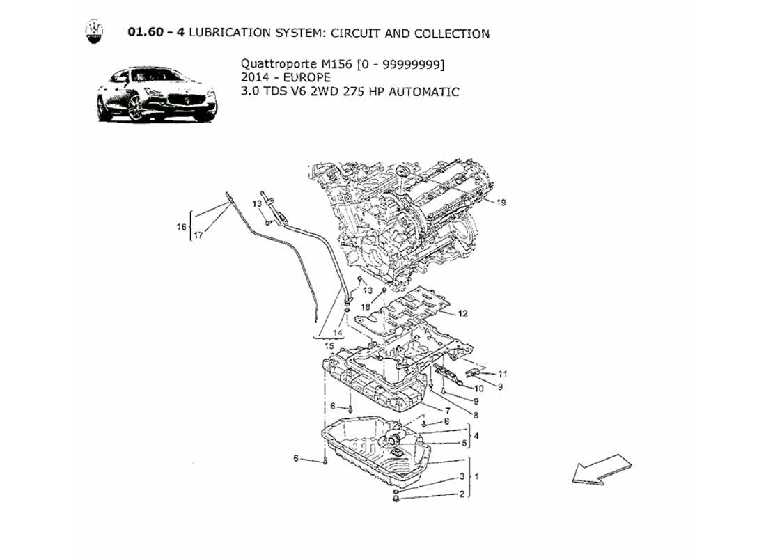 maserati qtp. v6 3.0 tds 275bhp 2014 lubrication system: circuit and collection part diagram